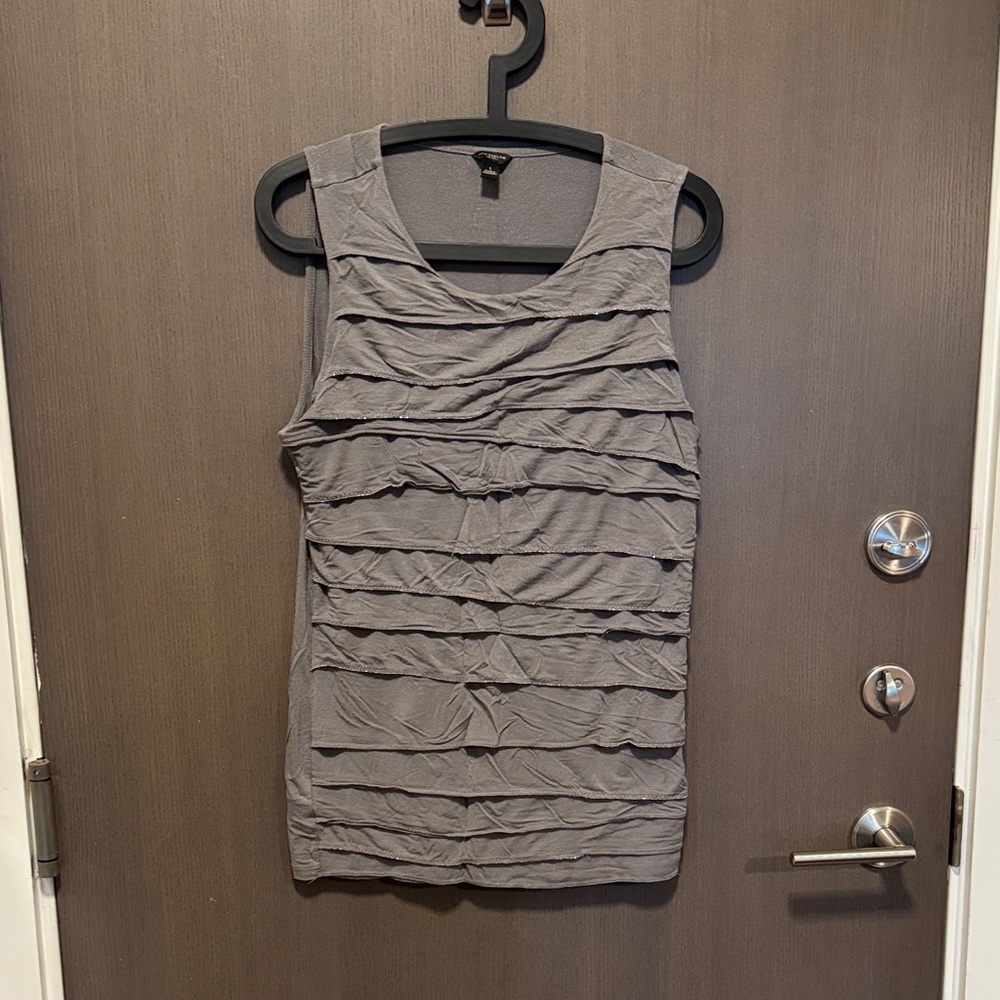 Ann Taylor Charcoal Layered Tank Top